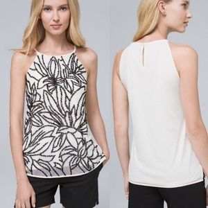 WHITE HOUSE BLACK MARKET Beaded Tank in Ecru/Black